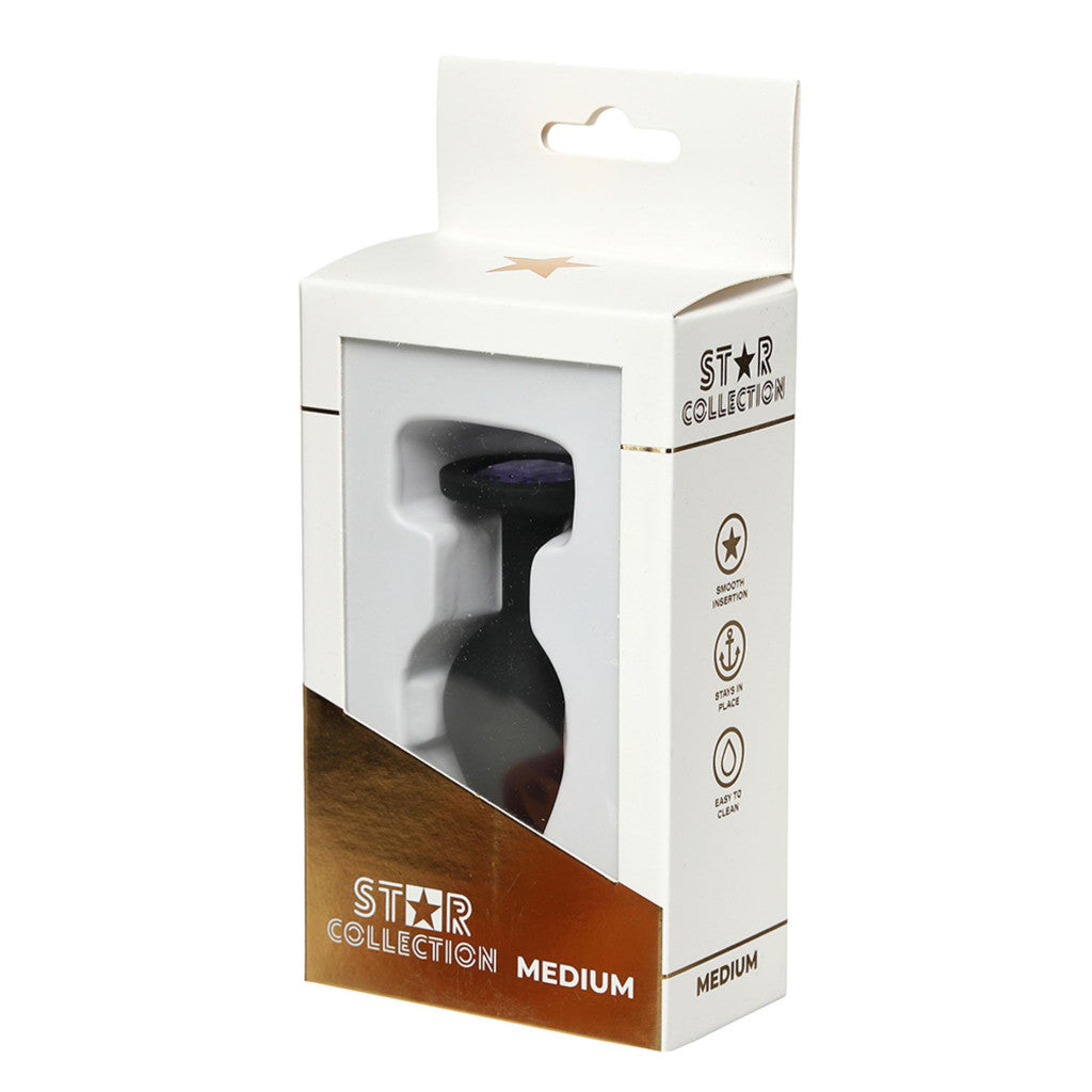 Star Collection Anal Plug Comfortable Use M Black-purple Stone