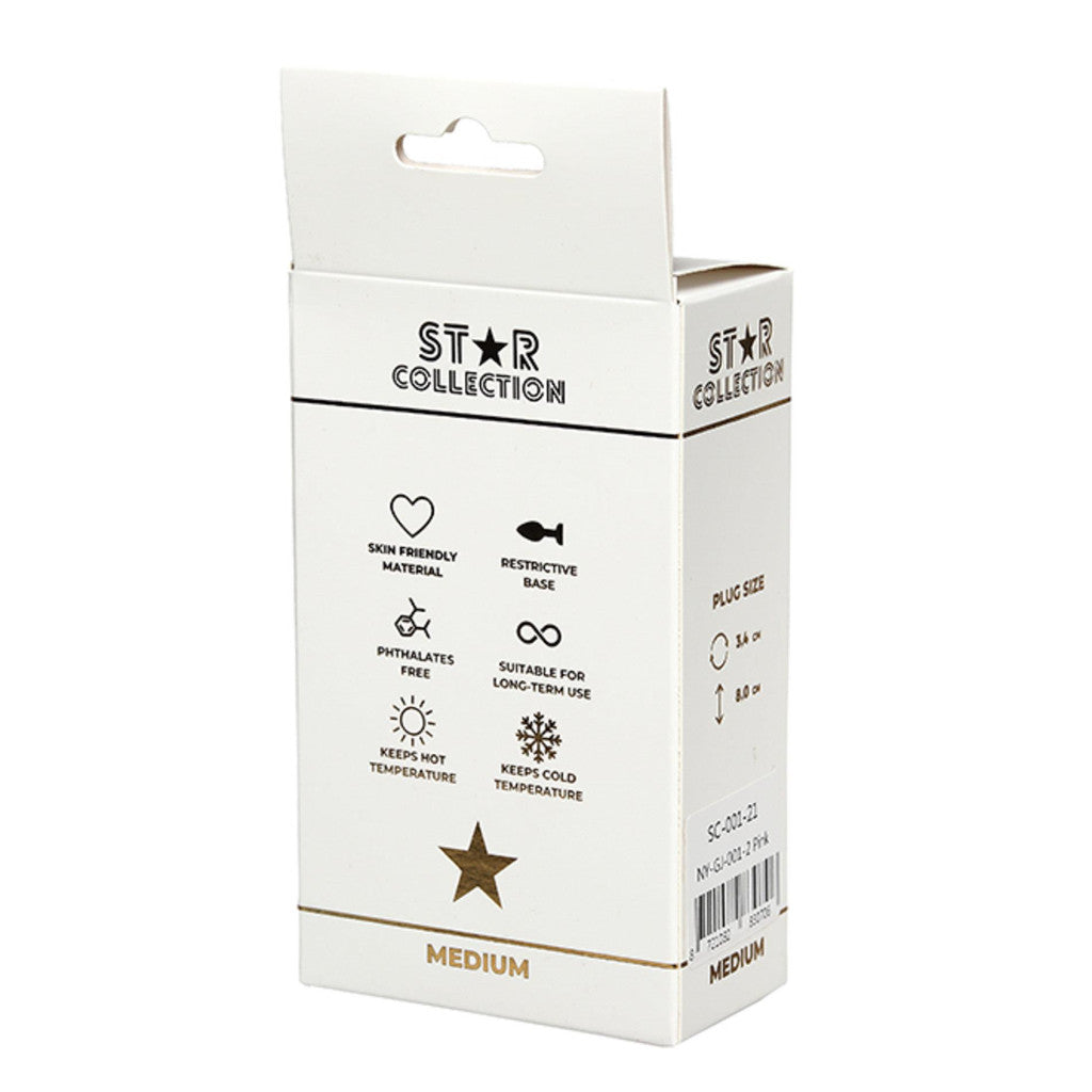 Star Collection Anal Plug Comfortable Use M Pink Transparent Stone