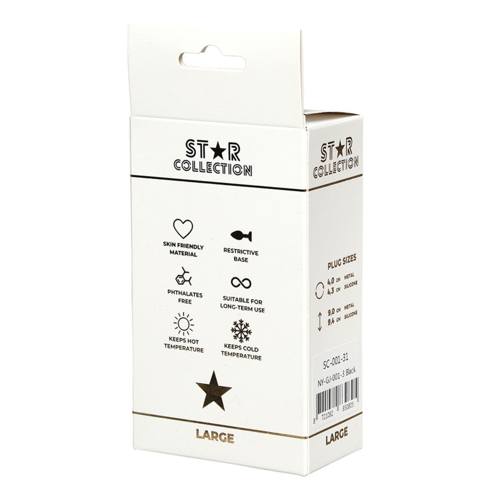 Star Collection Anal Plug Elegant Design L Black With Transparent Stone