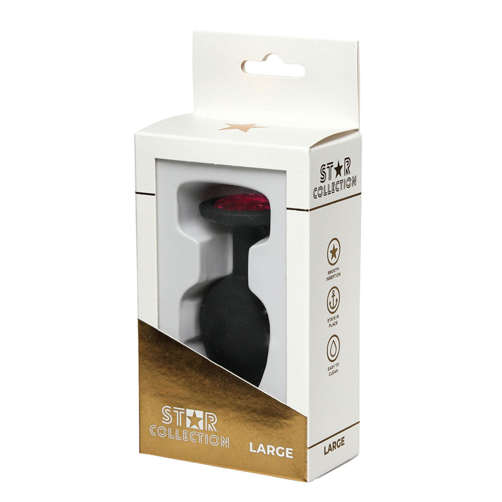 Sex Toy Anal Plug Silicone Comfortable Insertion L Black-pink Stone