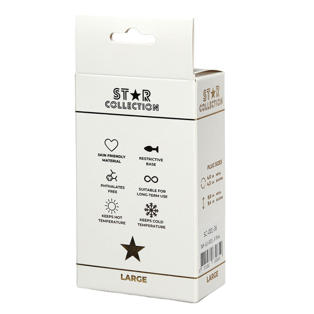 Star Collection Anal Plug Comfortable Safe L Pink Transparent With Follower