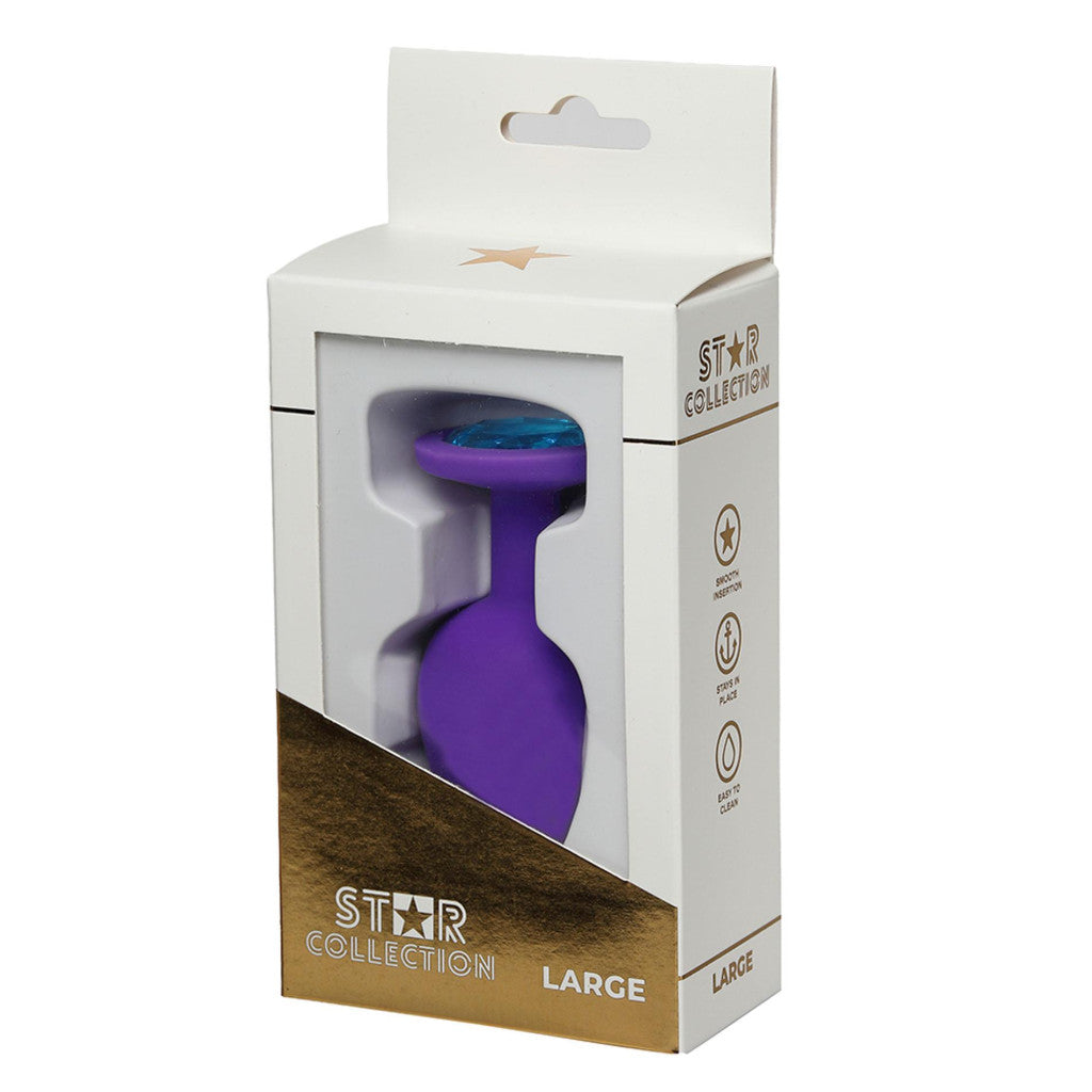 Star Collection Anal Plug Size L Light Blue Stone Purple Color