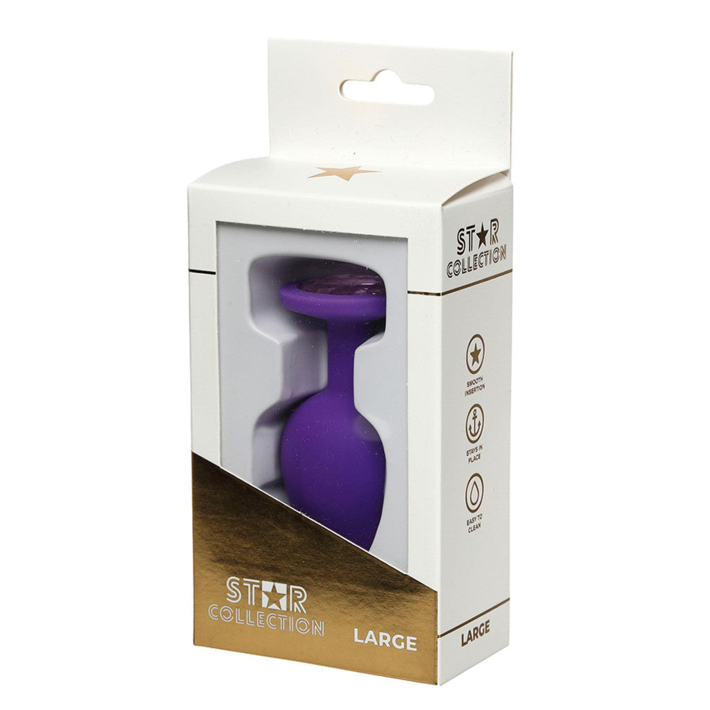 Star Collection Anal Plug Large Size Purple Silicone Stone Base