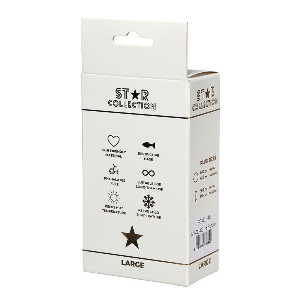 Star Collection Anal Plug Large Size Purple Silicone Stone Base