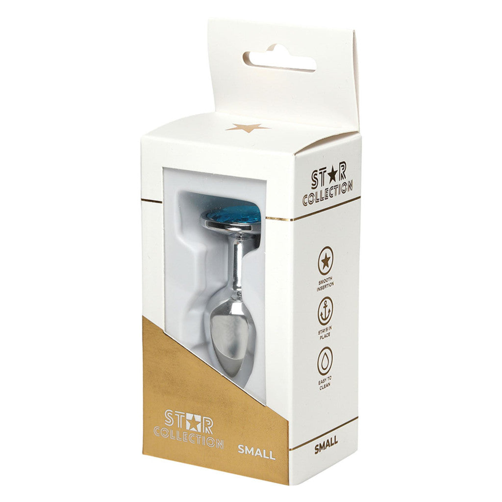 Star Collection Anal Plug Comfortable Safe Use S Light Blue Stone Silver