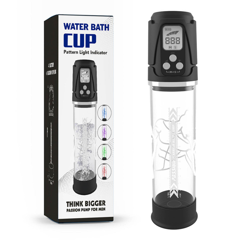 Passion Pump Penis Pump Automatic Waterproof Led Lighting 4 Suction Levels Transparent