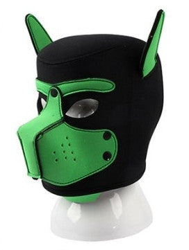 Puppy Neoprene Mask - Black And Green Dog Style