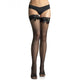 Leg Avenue – Black Herringbone Tights With Lace Straps