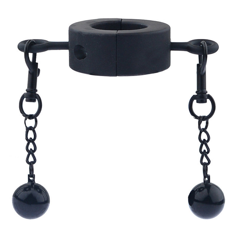Premium Metal Testicle Stretcher - M 32mm 20mm High 435g Black