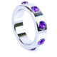 Metal Penis Ring With Coolable And Heatable Purple Stones 4.5 Cm Large