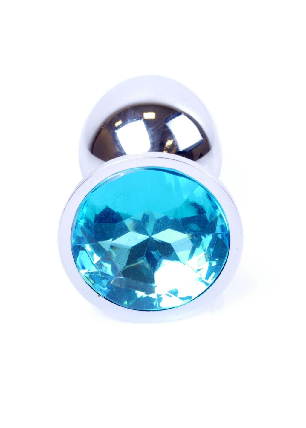 Anal Plug Stainless Steel Jeweled 7 Cm Light Blue