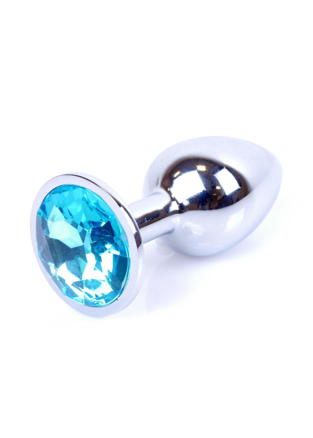 Anal Plug With Decorative Crystals Metal 7 Cm Light Blue