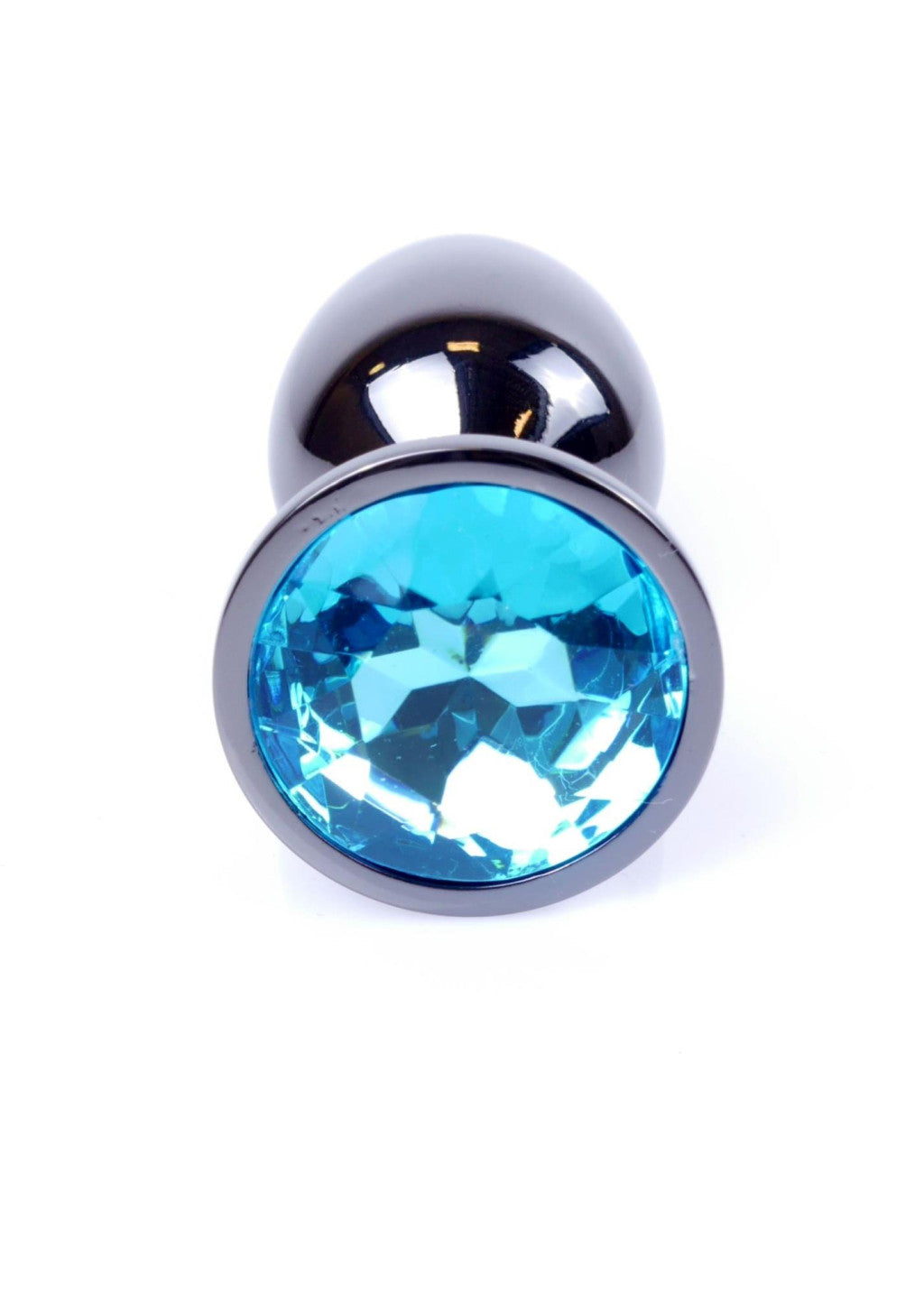 Anal Plug Jeweled Anatomical Shape 7 Cm Light Blue Dark Gray