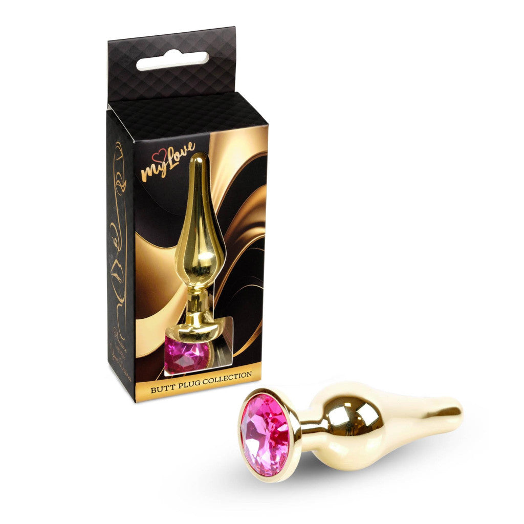 Anal Plug Metal Jeweled 9.5 Cm Pink