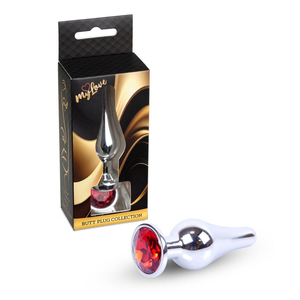 Mylove Toys Anal Plug Metal Jeweled 9.5 Cm Red