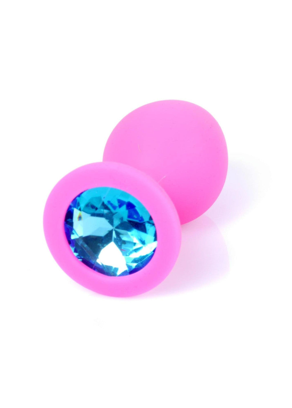 Anal Plug Silicone Smooth Jeweled 8 Cm Light Blue