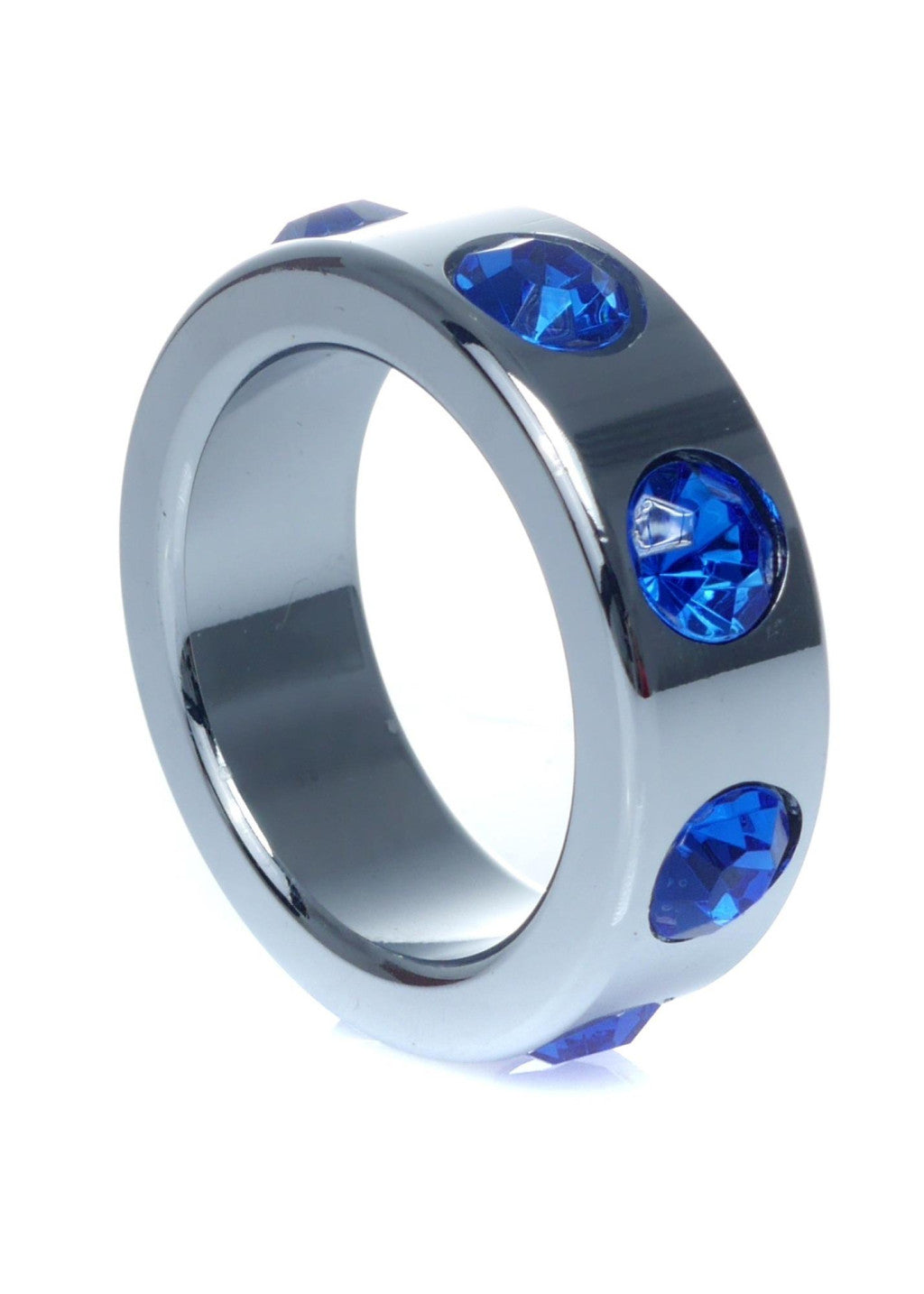 Metal Penis Ring With Sparkling Blue Stones 3.5 Cm Blue