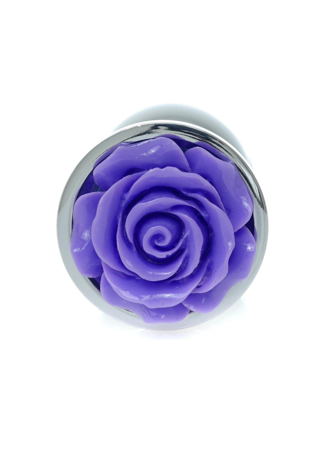 Anal Plug Stainless Steel Coolable-heatable 7 Cm Purple Rose Ornament