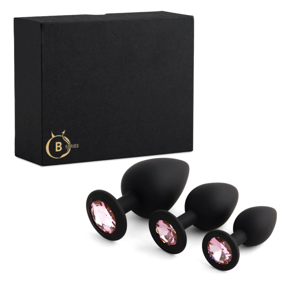 Sex Toy Anal Plug Set Double Stimulation 9.3-7 Cm Black