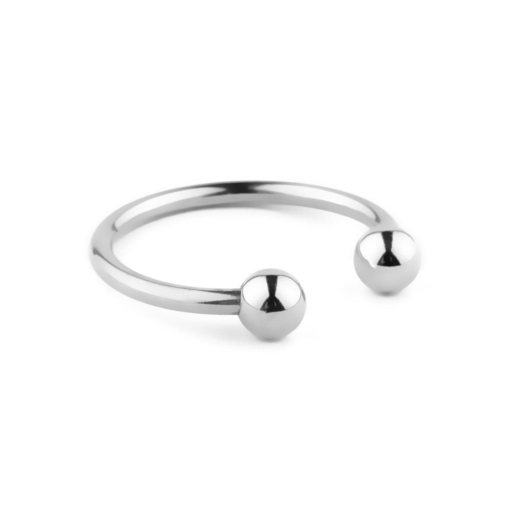 Penis Ring Stainless Steel 30 Mm With Polished Surface And Two Ball Ends