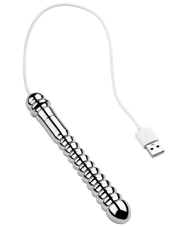 Metal Dildo Heatable Wavy Surface 13.5 Cm Usb Charging