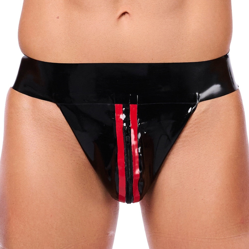 Xrub – Black And Red Latex Jockstrap With Zipper