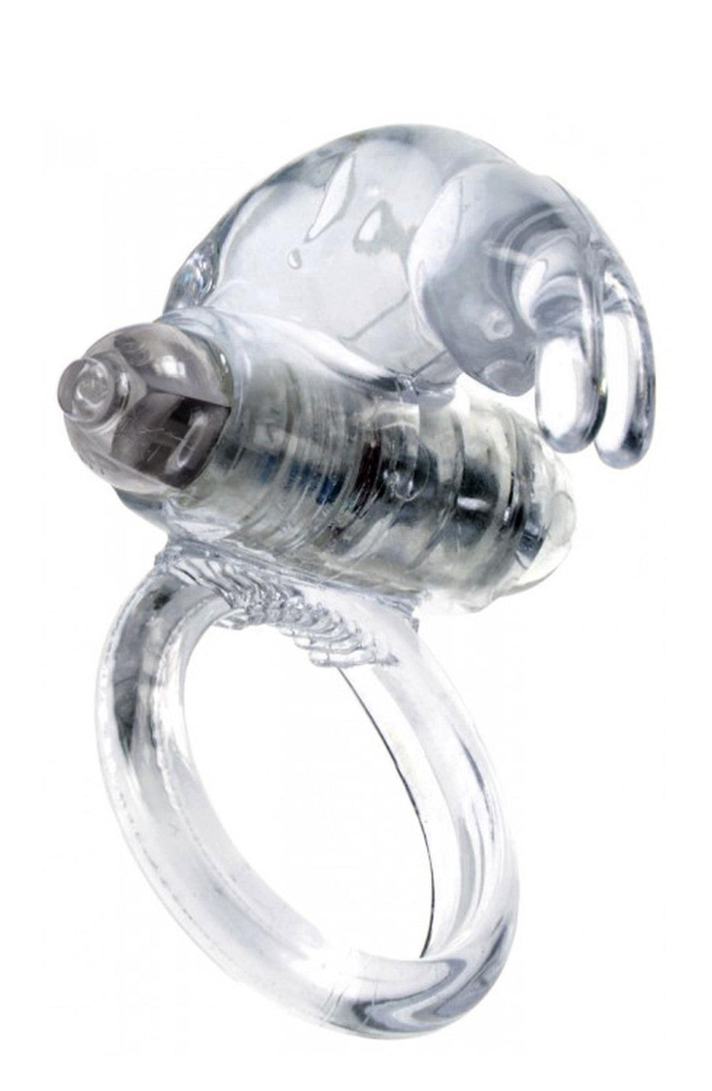 Vibrating Penis Ring With Clitoral Stimulator Transparent Elastic