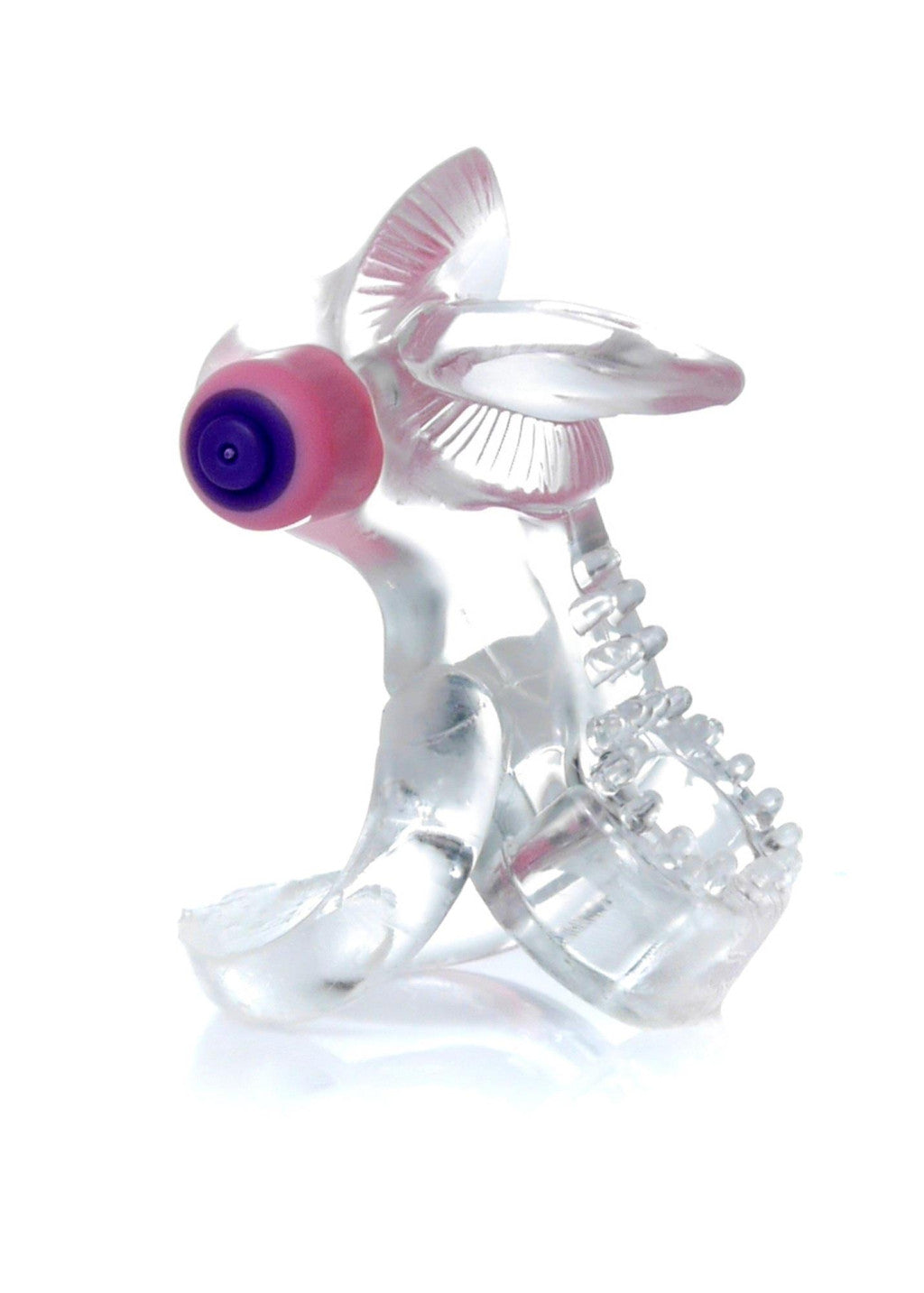 Vibrating Penis Ring With Neck-shaped Clitoral Stimulator Transparent