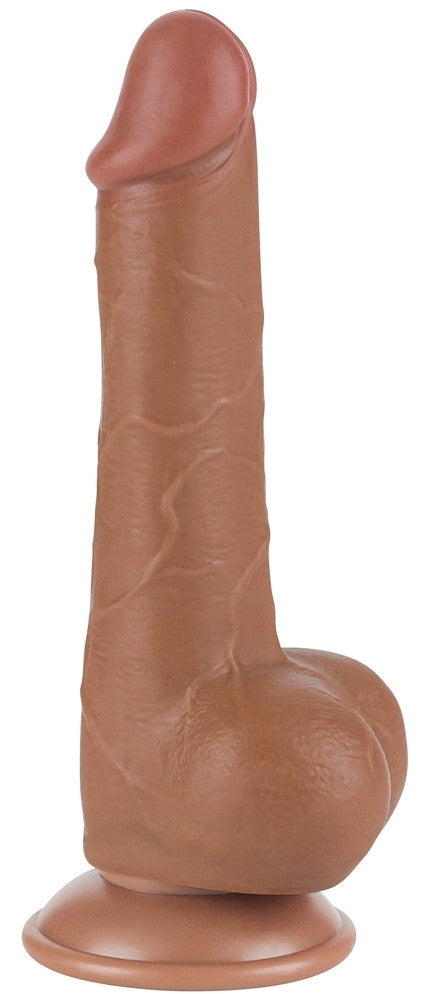 Sensual Brown Dildo With Sliding Leather Cover – 13 X 3.8 Cm