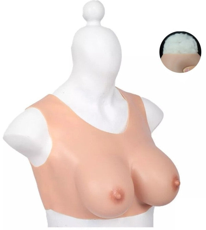 Adjustable Bust Cotton Bra With Silicone Fake Breasts E Cup Size 32 Cm Black