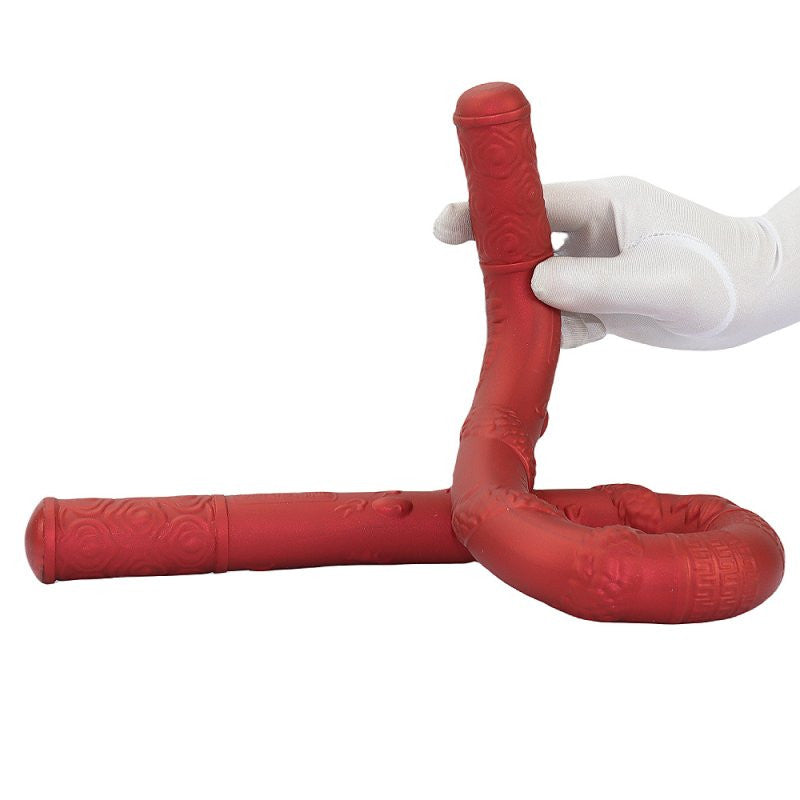 Dvojité dračí lano Gode – prémiové červené dvojité dildo