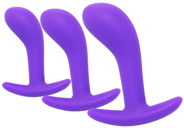 Mini Silicone Prostate Plugs - 3 Pcs Purple Premium Comfort