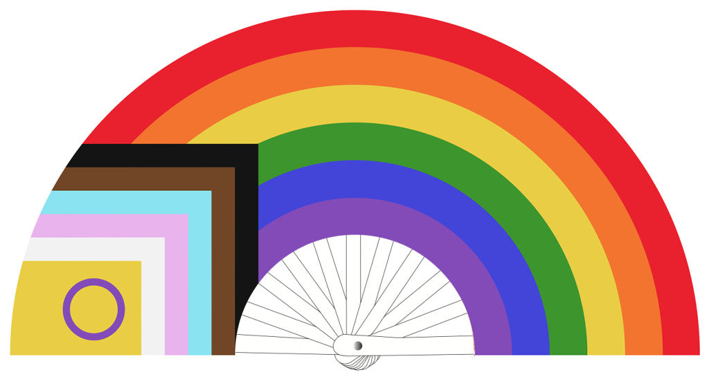 Rainbow Fan 64 Cm With White Frame Polyester