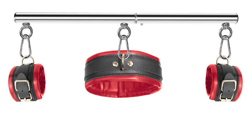 Simply Dom – Red-black Handcuffs And Collar Set