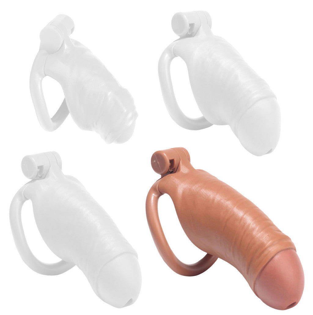 V2.0 Men's Simulated Penis Bondage Cage Xl Size Skin Color