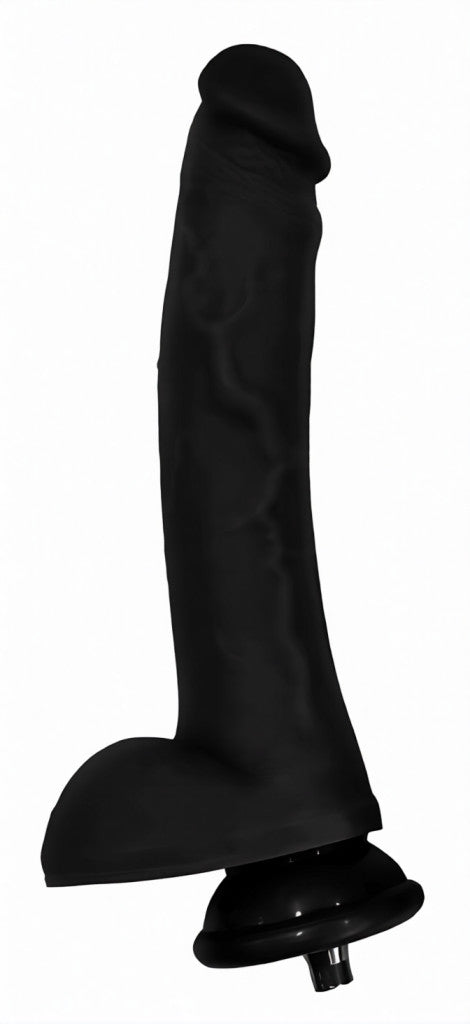 Dildo Connector Silicone With Conical Head Textured Surface 18x4.3 Cm Black
