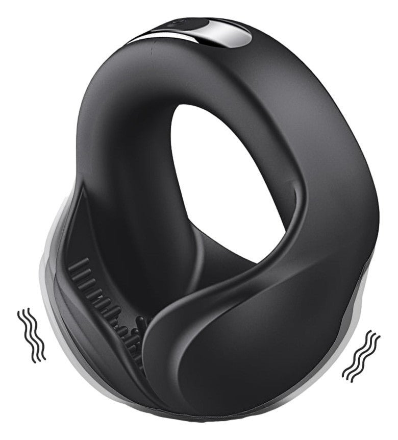 Peakess Penis Ring 10 Vibration Modes Nubs 40 Mm Black Silicone Usb Rechargeable Waterproof