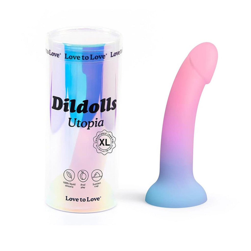 Dildolls Dildo Curved Silicone Suction Cup Xl Multicolored