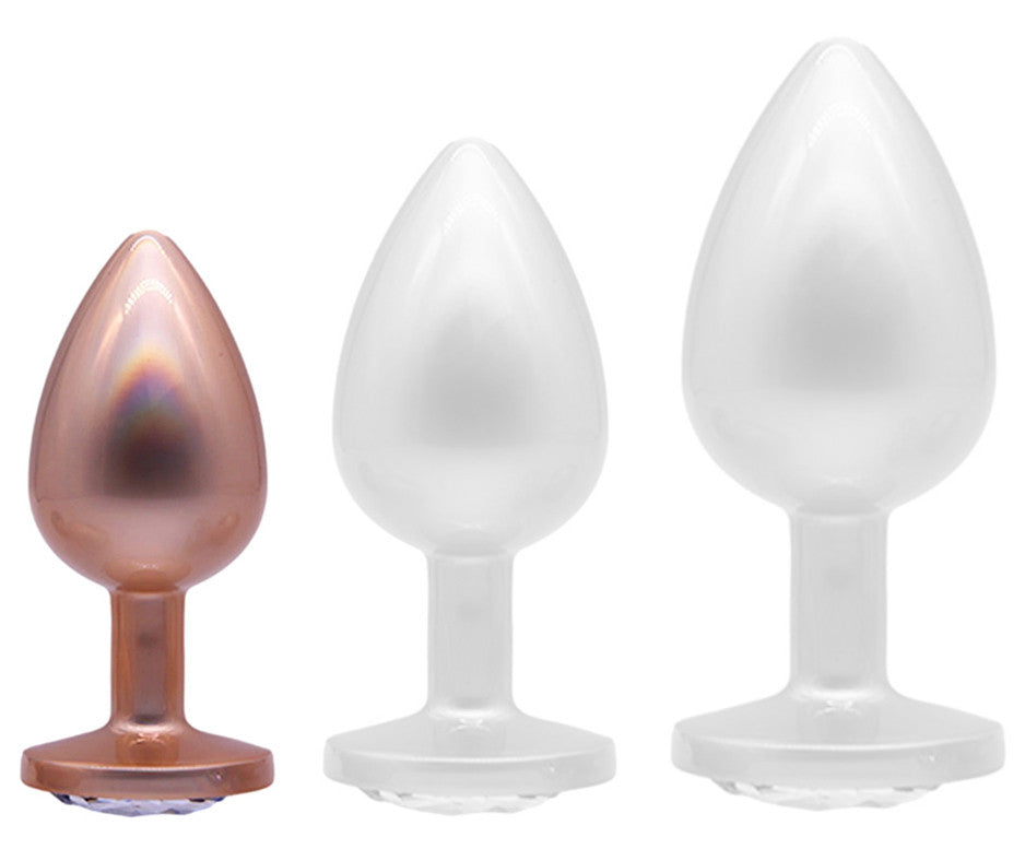 Diamsy Anal Plug With Conical Base 6.5 Cm Transparent Decorated Aluminum