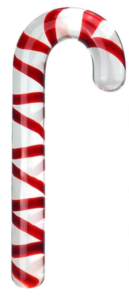 Candyred Dildo Candy Cane Shape 18 Cm Red Transparent Glass