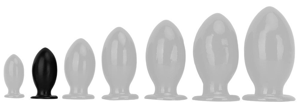 Anal Plug With Egg-shaped Suction Base 8.5 Cm Medium Size Black