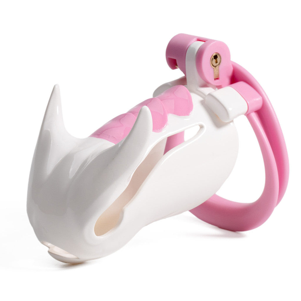 Penis Cage Lockable Abs 9.5 Cm White-pink Dragoon Cage