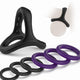 Silicone Penis Ring Set 6 Sizes Black-purple With Ball Puller