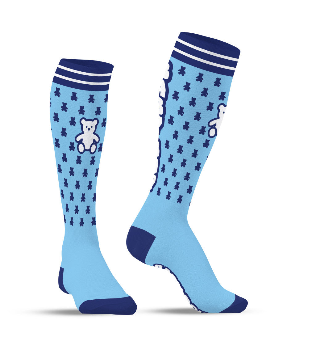 Bay Boy Knee Socks With Teddy Bear Pattern Blue One Size 39-45
