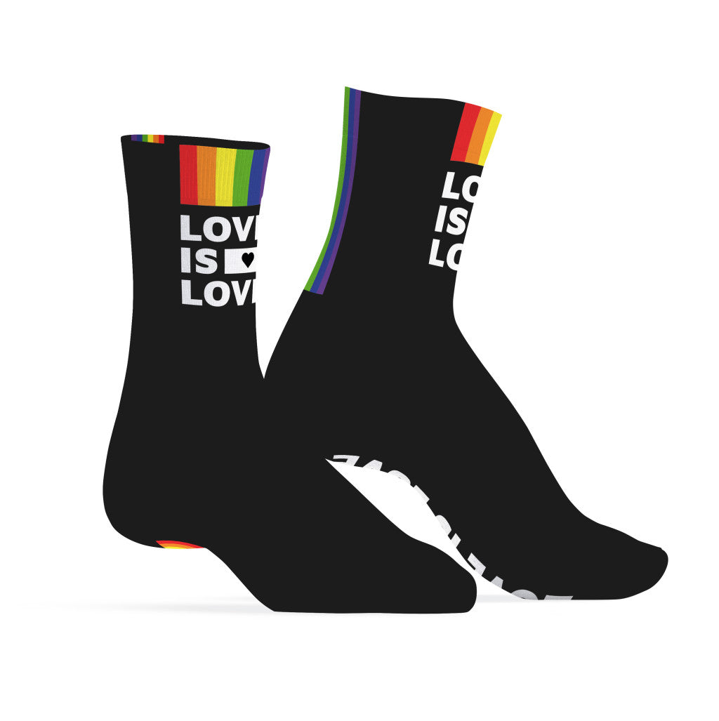 Love Is Love Black Socks With Rainbow Stripes One Size 39-45