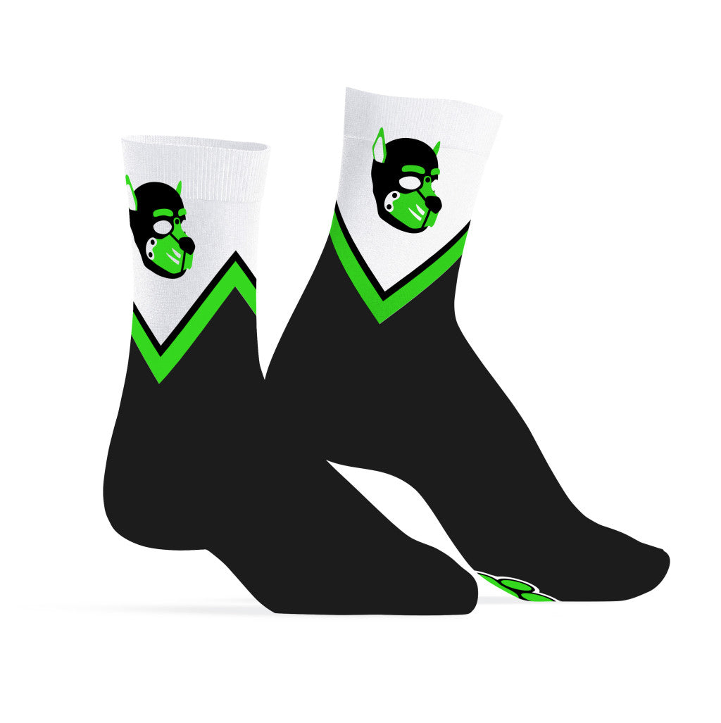 Green Puppy Hood Socks With Dog Pattern One Size 39-45