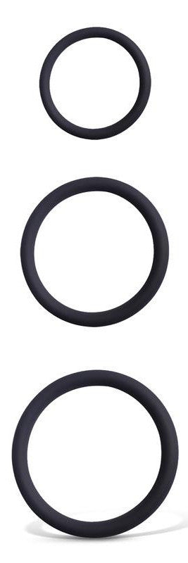 Penis Ring Set Thin 30 Mm 40 Mm 50 Mm Black Silicone