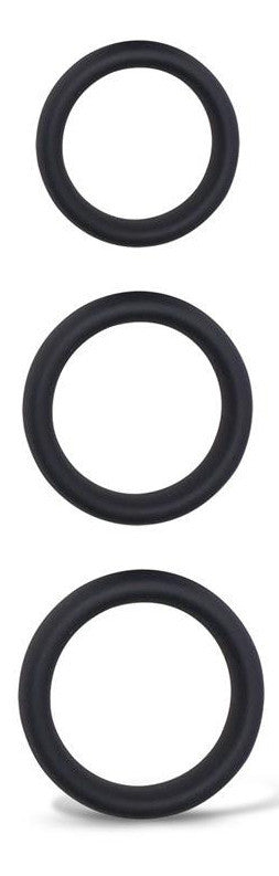 Péniszgyűrű készlet 3 db Vastag Comfort 42-52 mm fekete szilikon