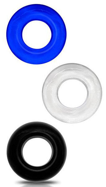 Dondick Penis Ring Stretch 16 Mm Transparent-blue-black 3-piece Set