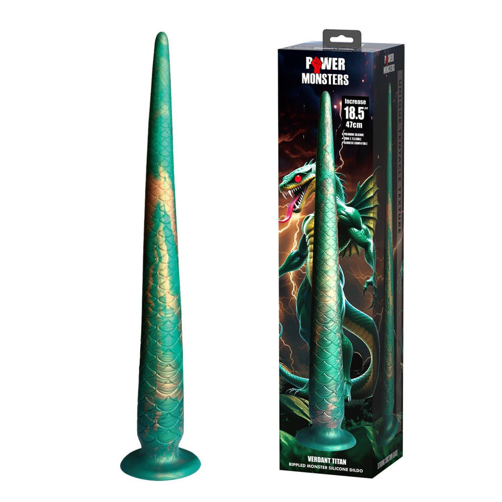 Silicone Dildo With Suction Cup 47 Cm With Green-gold Pattern